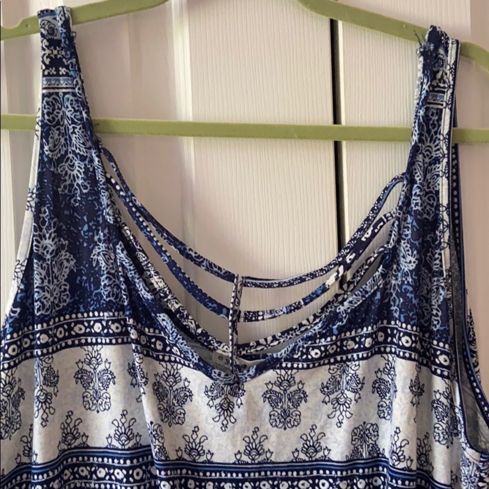 Blue Plus Size Pattern Romper - image 3